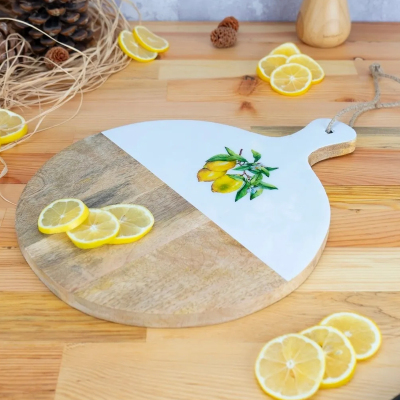 Bambum Kangura Limon Yuvarlak Kesme Tahtası Küçük - BAMBUM