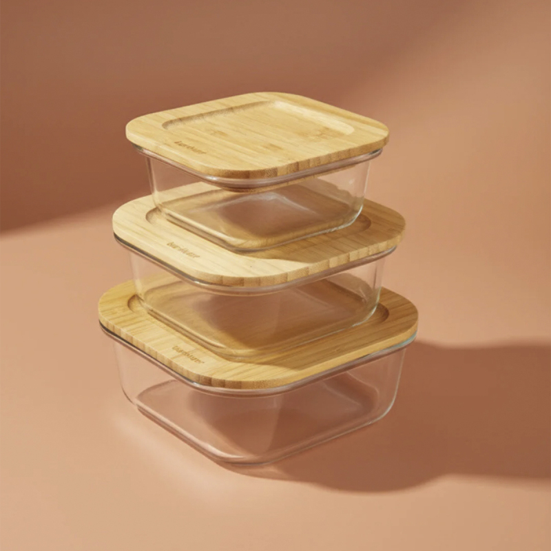 Bambum Lavi Kare 3 Parça Saklama Kabı Seti - 5