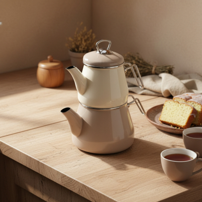 Bambum Lumino Emaye Çaydanlık Bej - BAMBUM