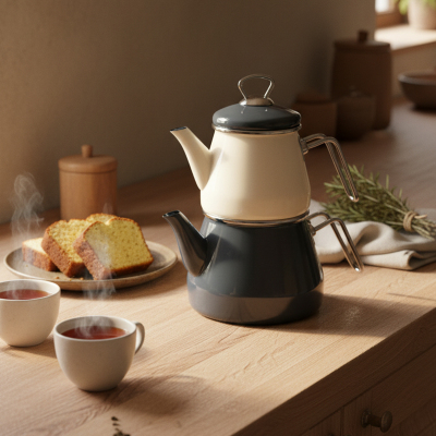 Bambum Lumino Emaye Çaydanlık Gri - BAMBUM