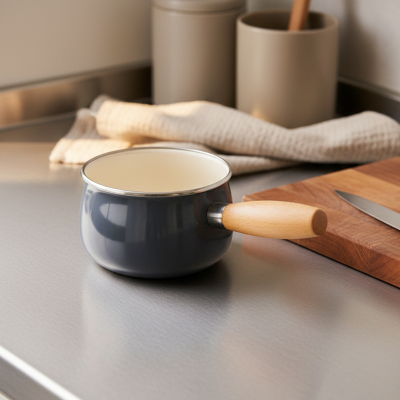 Bambum Nostalji Ahşap Saplı Tava Gri 14 cm - BAMBUM