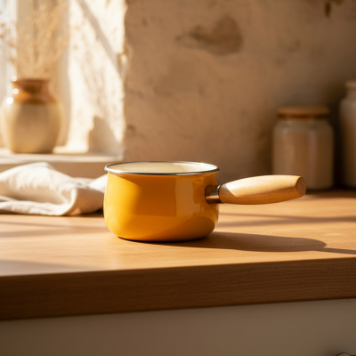 Bambum Nostalji Ahşap Saplı Tava Hardal 14 cm - BAMBUM