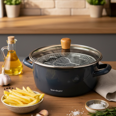 Bambum Nostalji Tencere Gri 22 cm - BAMBUM