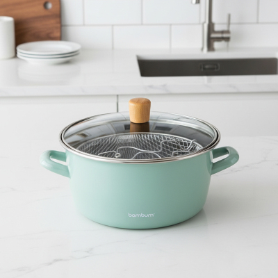 Bambum Nostalji Tencere Yeşil 22 cm - BAMBUM