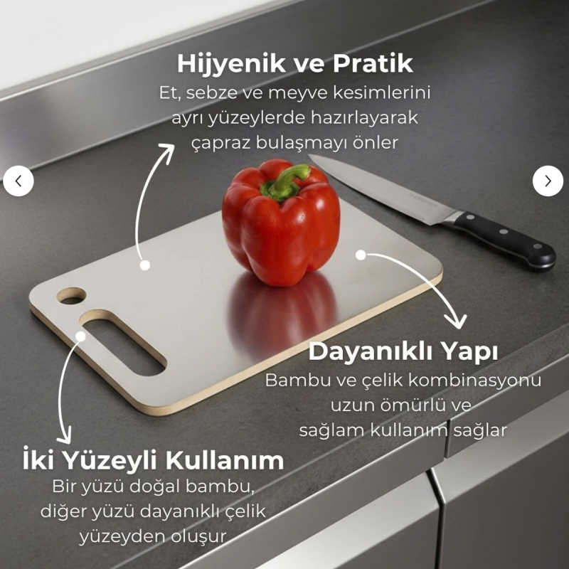 Bambum Stan Çift Taraflı Kesme Tahtası 16x25 cm - 1