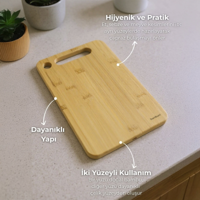 Bambum Stan Çift Taraflı Kesme Tahtası 20x30 cm - BAMBUM