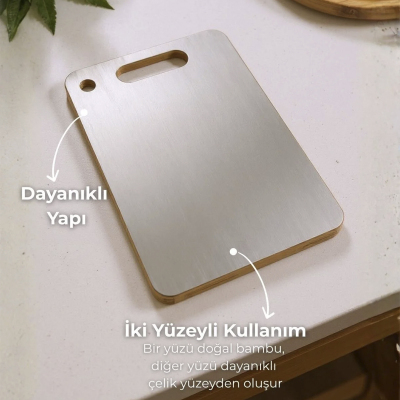 Bambum Stan Çift Taraflı Kesme Tahtası 24x34 cm - BAMBUM