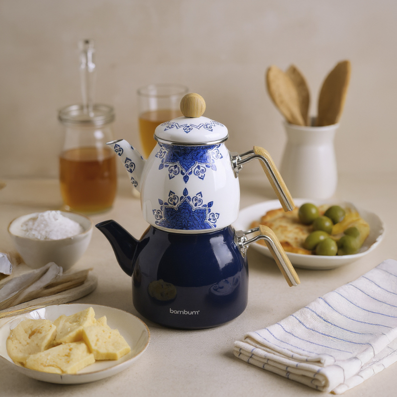 Bambum Taşev Unique Emaye Çaydanlık Lacivert - 1