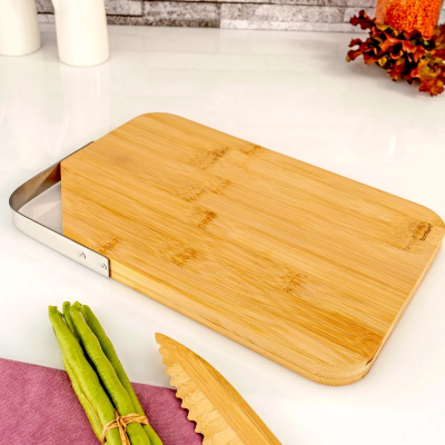 Bambum Zoe Çelik Kulplu Kesme Tahtası Dikdörtgen 31 cm - 2