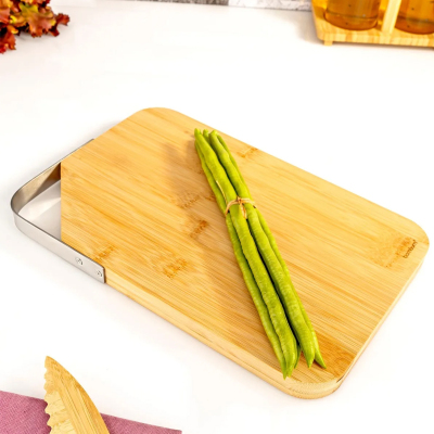 Bambum Zoe Çelik Kulplu Kesme Tahtası Dikdörtgen 31 cm - BAMBUM