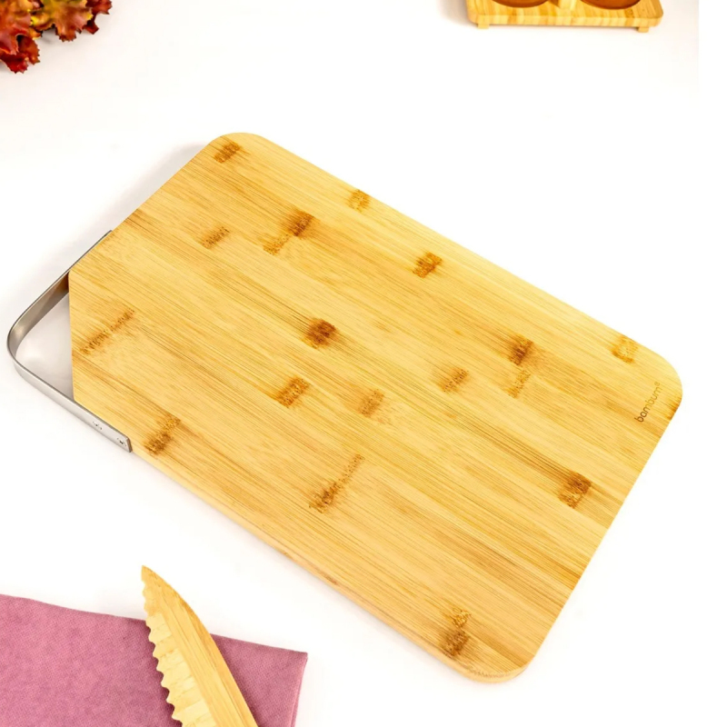 Bambum Zoe Çelik Kulplu Kesme Tahtası Dikdörtgen 38 cm - 1