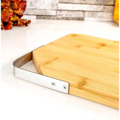 Bambum Zoe Çelik Kulplu Kesme Tahtası Dikdörtgen 38 cm - 2