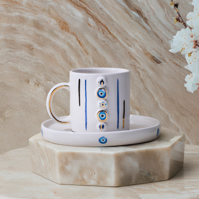 Canarels Nazar Boncuklu-Çizgili Fincan 100 ml - CANARELS