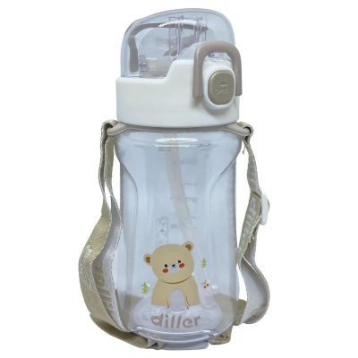 Diller Tritan Pipetli Çocuk Matara Beyaz 550 ml - DILLER