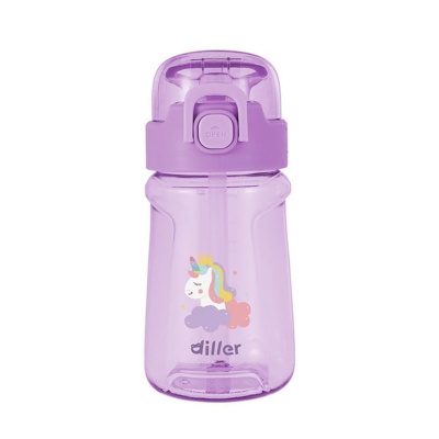 Diller Tritan Pipetli Çocuk Matara Mor 550 ml - DILLER