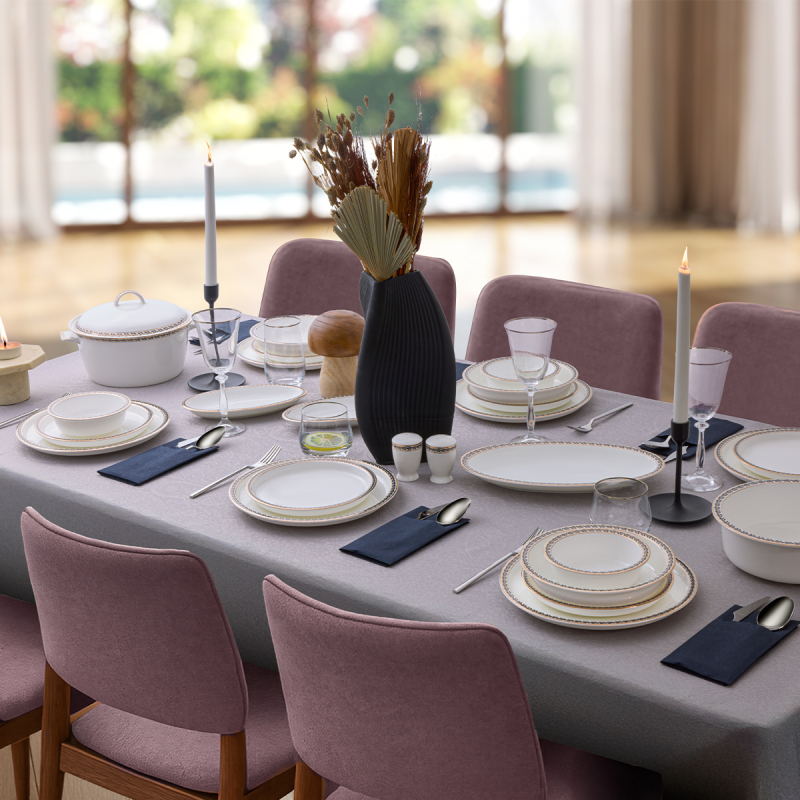 Evaliza Alaia Black Gold 60 Parça 12 Kişilik Yemek Takımı - 1