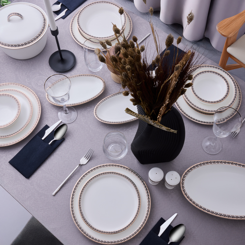 Evaliza Alaia Black Gold 60 Parça 12 Kişilik Yemek Takımı - 2