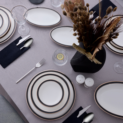 Evaliza Alaia Black Gold 60 Parça 12 Kişilik Yemek Takımı - 2