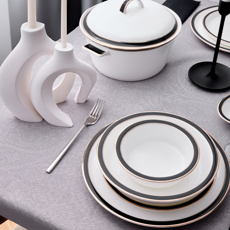 Evaliza Alaia Black Gold 60 Parça 12 Kişilik Yemek Takımı