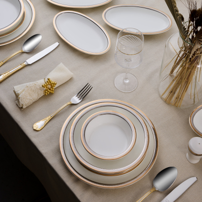 Evaliza Alaia Harmony Gold 60 Parça 12 Kişilik Yemek Takımı - EVALIZA