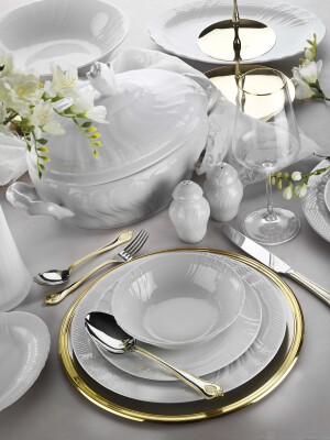 Evaliza Caserta White 60 Parça 12 Kişilik Yemek Takımı - EVALIZA