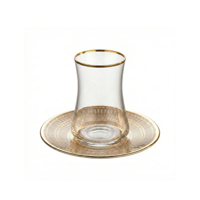 Evaliza Crown Altın 6 Kişilik 12 Parça Çay Seti 150 cc - 3