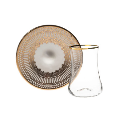 Evaliza Crown Altın 6 Kişilik 12 Parça Çay Seti 150 cc - 4