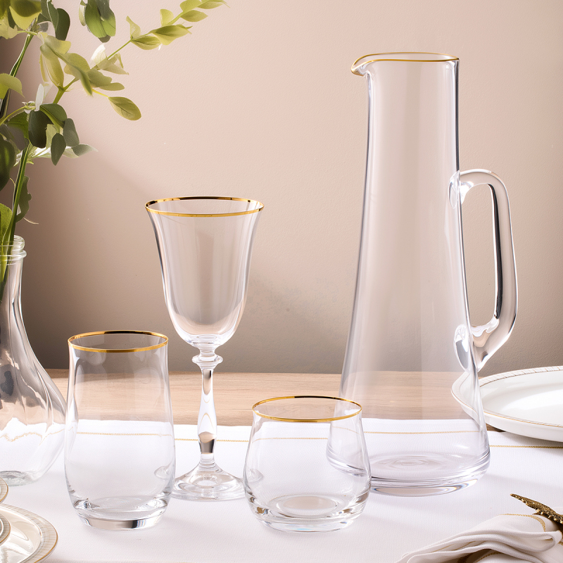 Evaliza Crystalite Gold 37 Parça 12 Kişilik Su Seti - 1