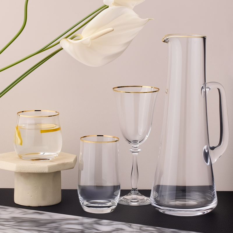 Evaliza Crystalite Gold 37 Parça 12 Kişilik Su Seti - 2