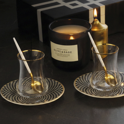 Evaliza Dama Gold 12 Parça 6 Kişilik Çay Seti 150 cc - EVALIZA