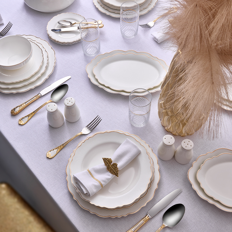 Evaliza Destiny Gold 85 Parça 12 Kişilik Yemek Takımı - 2