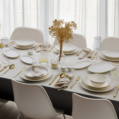 Evaliza Elegant Gold 30 Parça 6 Kişilik Yemek Takımı - EVALIZA