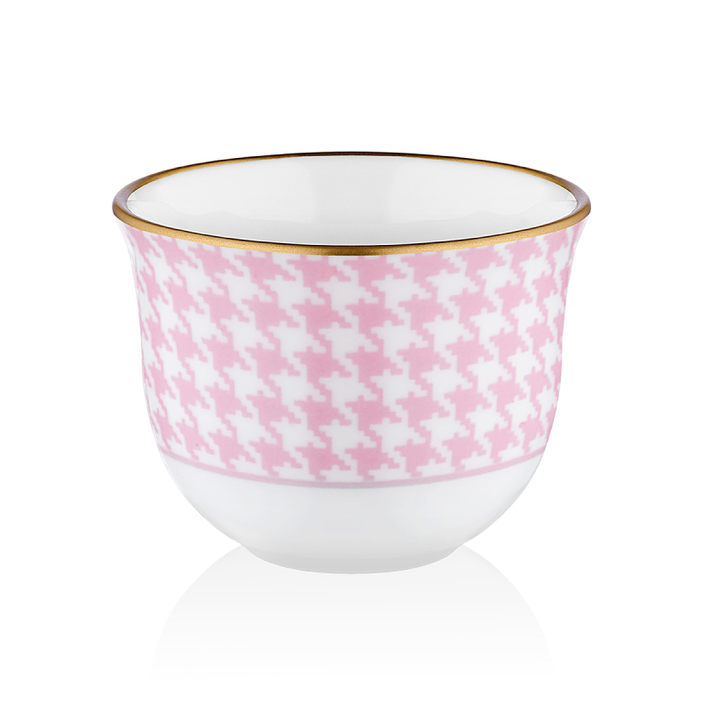 Evaliza Gawa Ekose Pembe 6’lı Kahve Seti - 1