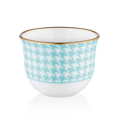 Evaliza Gawa Ekose Turkuaz 6’lı Kahve Seti - EVALIZA