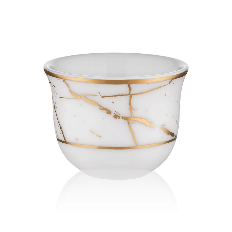 Evaliza Gawa Mermer Beyaz Altın 6’lı Kahve Seti - 1