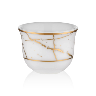 Evaliza Gawa Mermer Beyaz Altın 6’lı Kahve Seti - EVALIZA