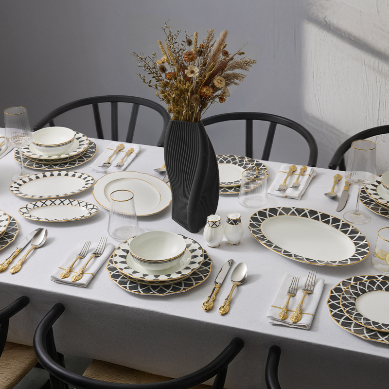 Evaliza Poetica Yemek Takımı Arya Antrasıt 61 Parça - 1