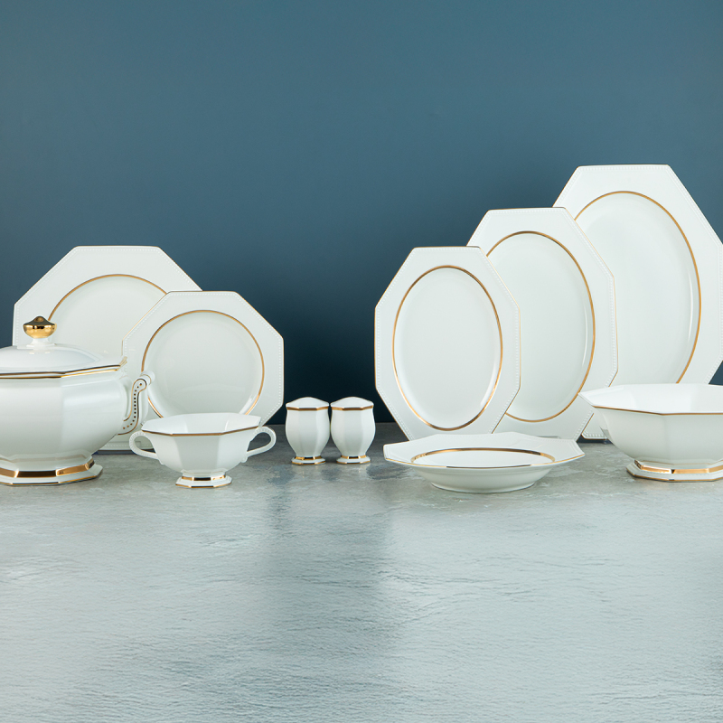 Evaliza Prizma Gold 60 Parça 12 Kişilik Yemek Takımı - 1