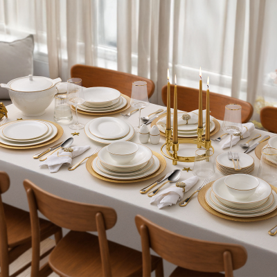 Evaliza Serenity Gold 85 Parça 12 Kişilik Yemek Takımı - EVALIZA