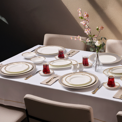 Evaliza Versailles Altın 42 Parça 6 Kişilik Kahvaltı Takımı - EVALIZA