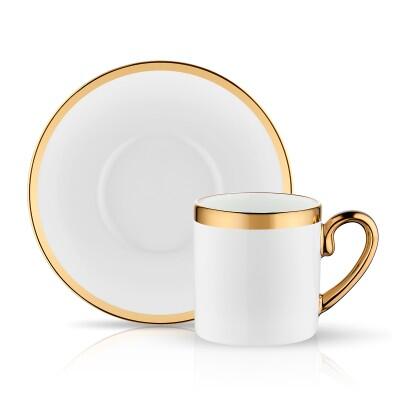 Evaliza Eva Türk Kahvesi Seti 6Lı Alt Parlak Altın Pr - EVALIZA