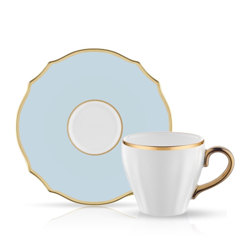 Evaliza Poem Türk Kahve Seti 6 Lı Mavi - 1