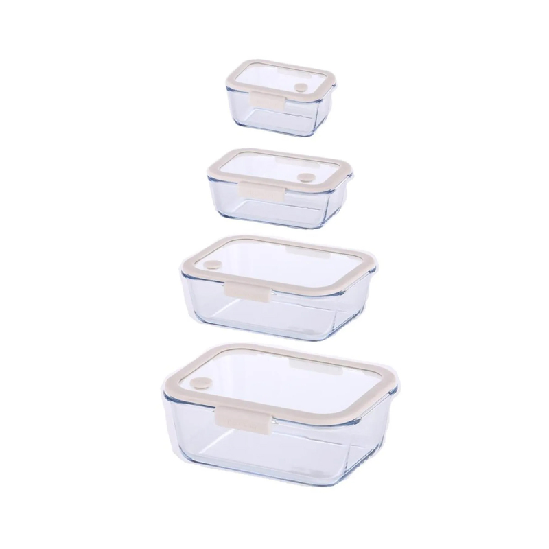 Neoflam Fika Glace Bej Vakumlu 4 Parça Saklama Kabı Seti - 1