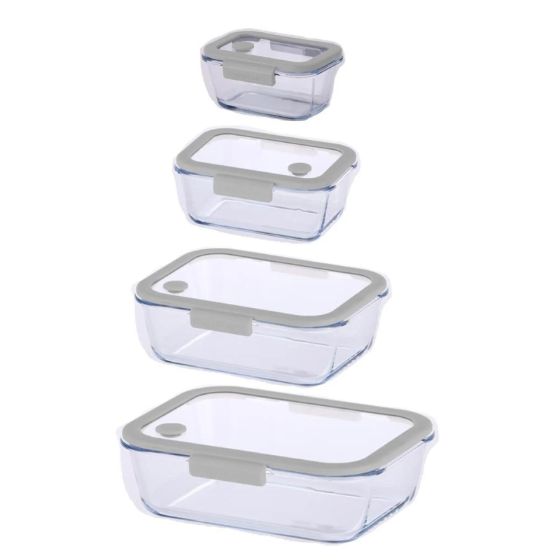 Neoflam Fika Glace Gri Vakumlu 4 Parça Saklama Kabı Seti - 1