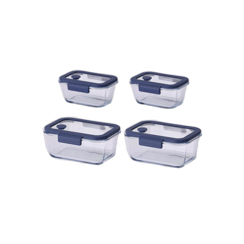 Neoflam Fika Glace Mavi Vakumlu 4 Parça Saklama Kabı 460 ML + 800 ml - 1