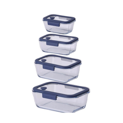 Neoflam Fika Glace Mavi Vakumlu 4 Parça Saklama Kabı Seti - NEOFLAM