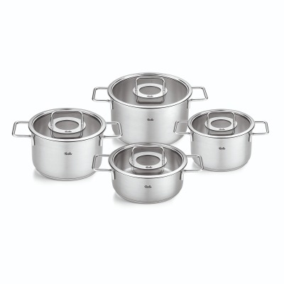 Fissler Pure Collection 8 Parça Cam Kapak Çelik Tencere Seti - FISSLER