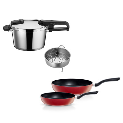 Fissler Vitaquick Edition 4,5 Litre Düdüklü Tencere + Kırmızı Cenit Tava Set - FISSLER