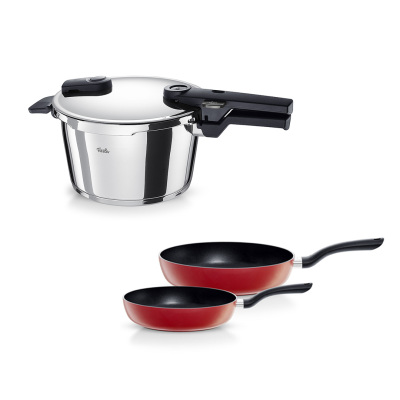Fissler Vitaquick Glossy 4,5 Litre Düdüklü Tencere + Kırmızı Cenit Tava Set - 1