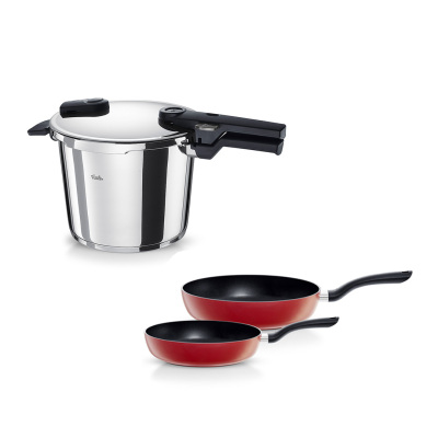 Fissler Vitaquick Glossy 6 Litre Düdüklü Tencere + Kırmızı Cenit Tava Set - FISSLER
